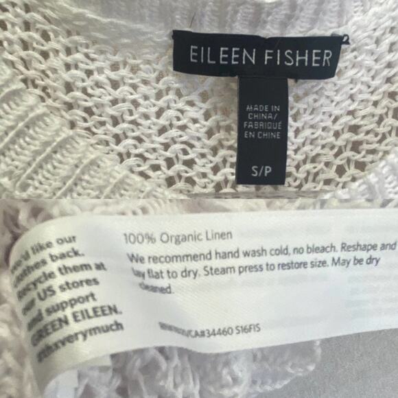 Eileen Fisher White Organic Linen Crochet Tunic Cover-up Size Small - Picture 6 of 13